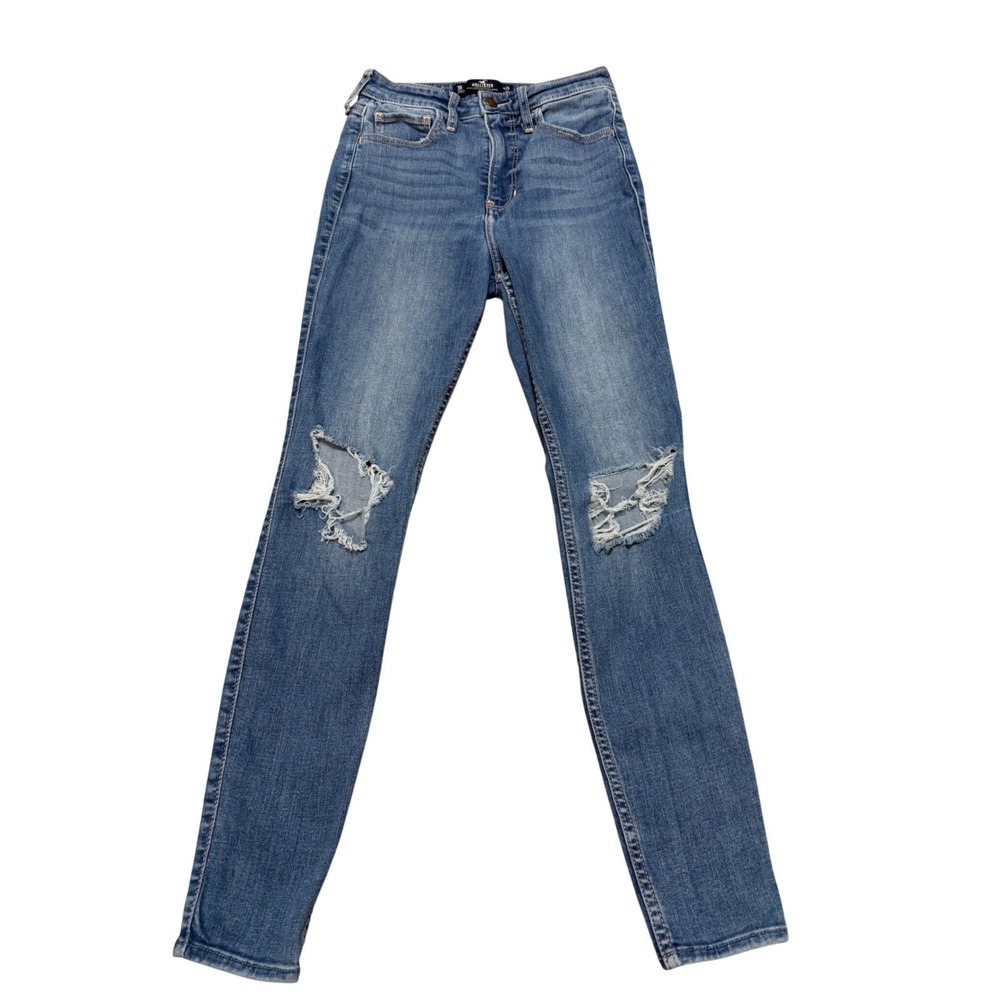 Hollister Ultra High-Rise Super Skinny Distressed Jeans Blue W26 L28 Size 3R - Picture 1 of 10